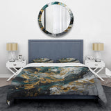 Gold Teal Ink On Stone - Duvet Cover Set