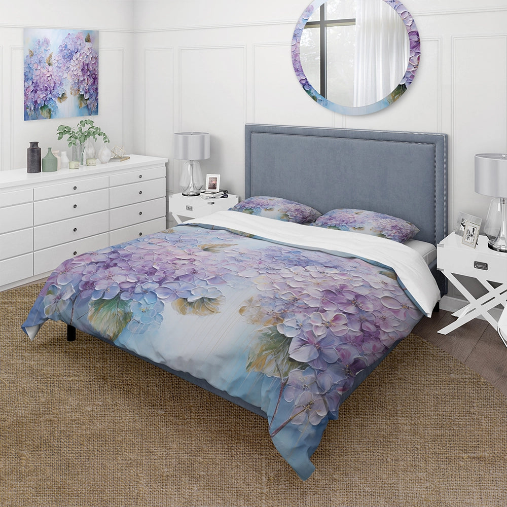 Purple Hydrangea Paradise Flowers I - Duvet Cover Set