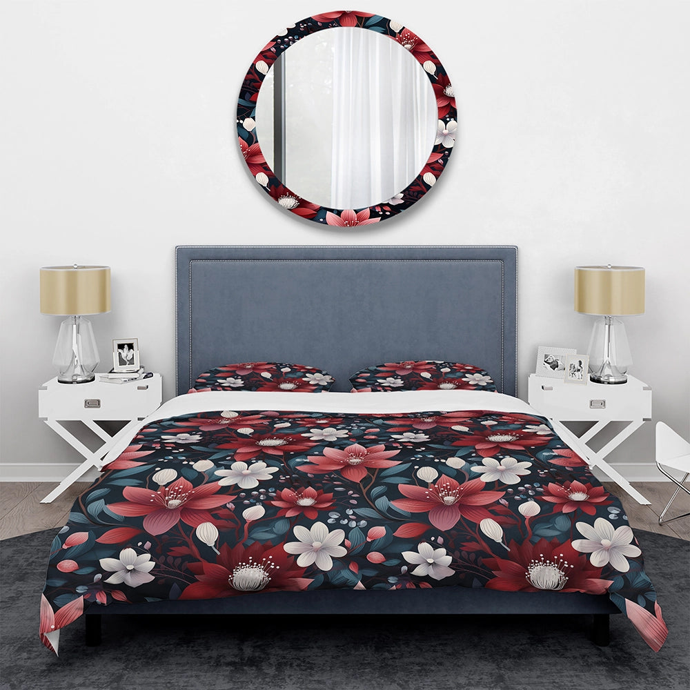 Red Mystic Aura Floral Fusion - Duvet Cover Set