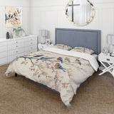 Multicolor Birds On Plum Blossoms Tree VIII - Duvet Cover Set