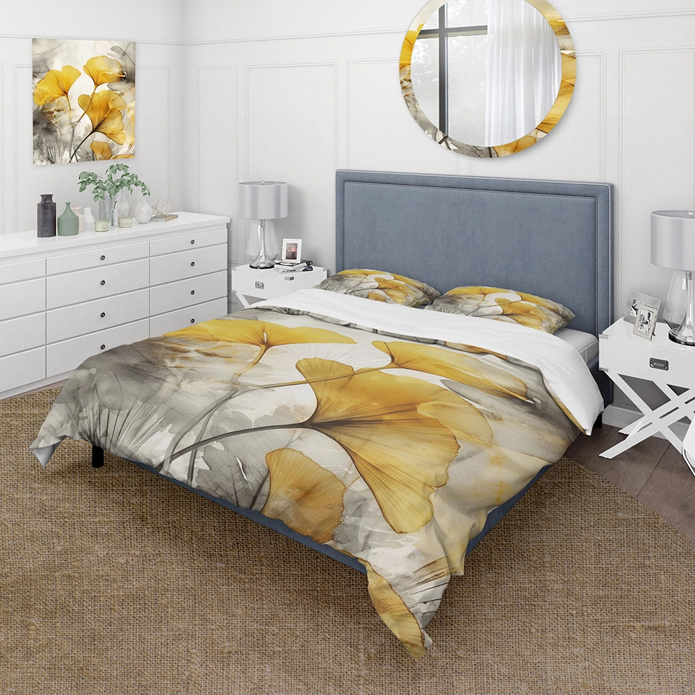 Palm Tropical Ginkgo Artwork III - Duvet Cover Set