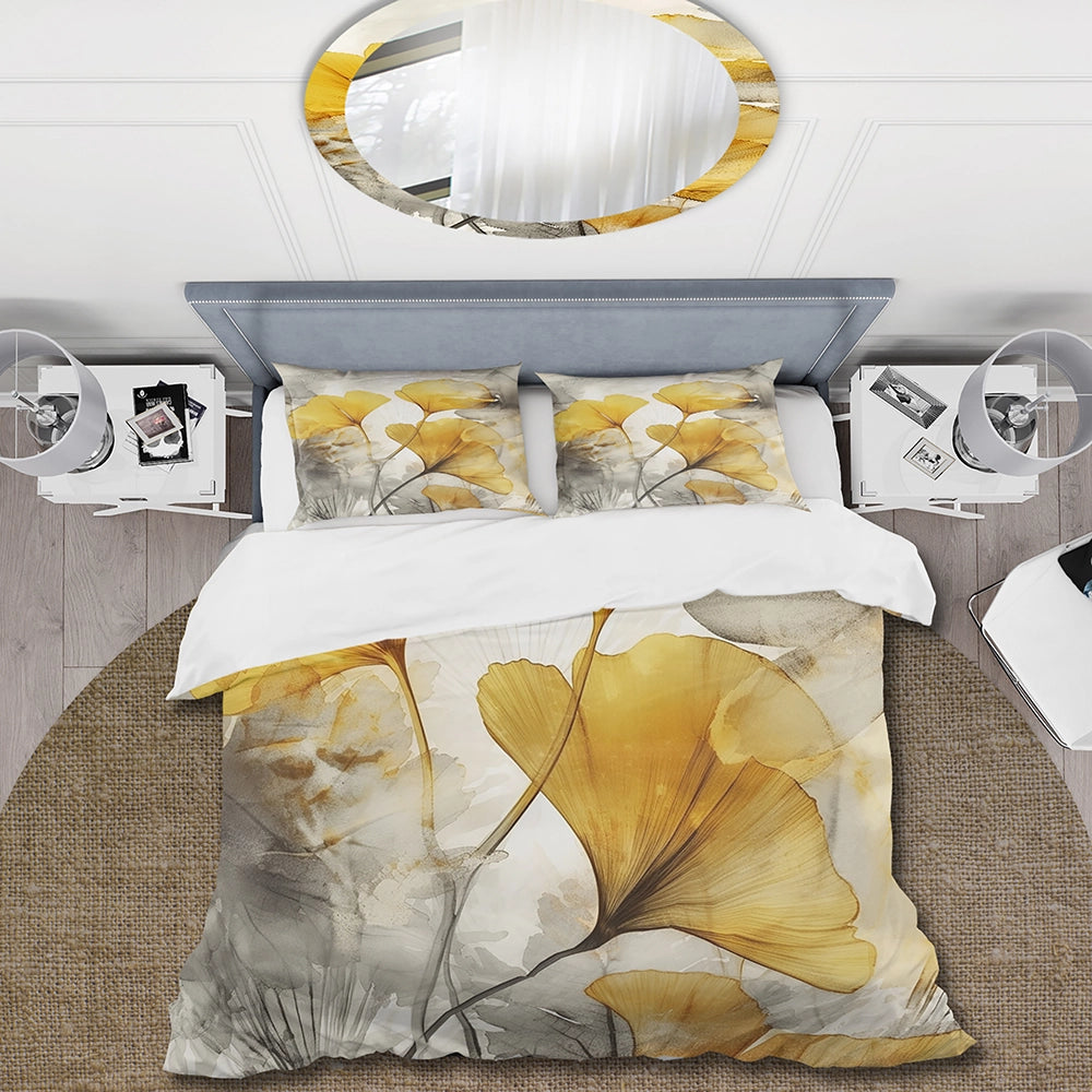 Palm Tropical Ginkgo Artwork III - Duvet Cover Set