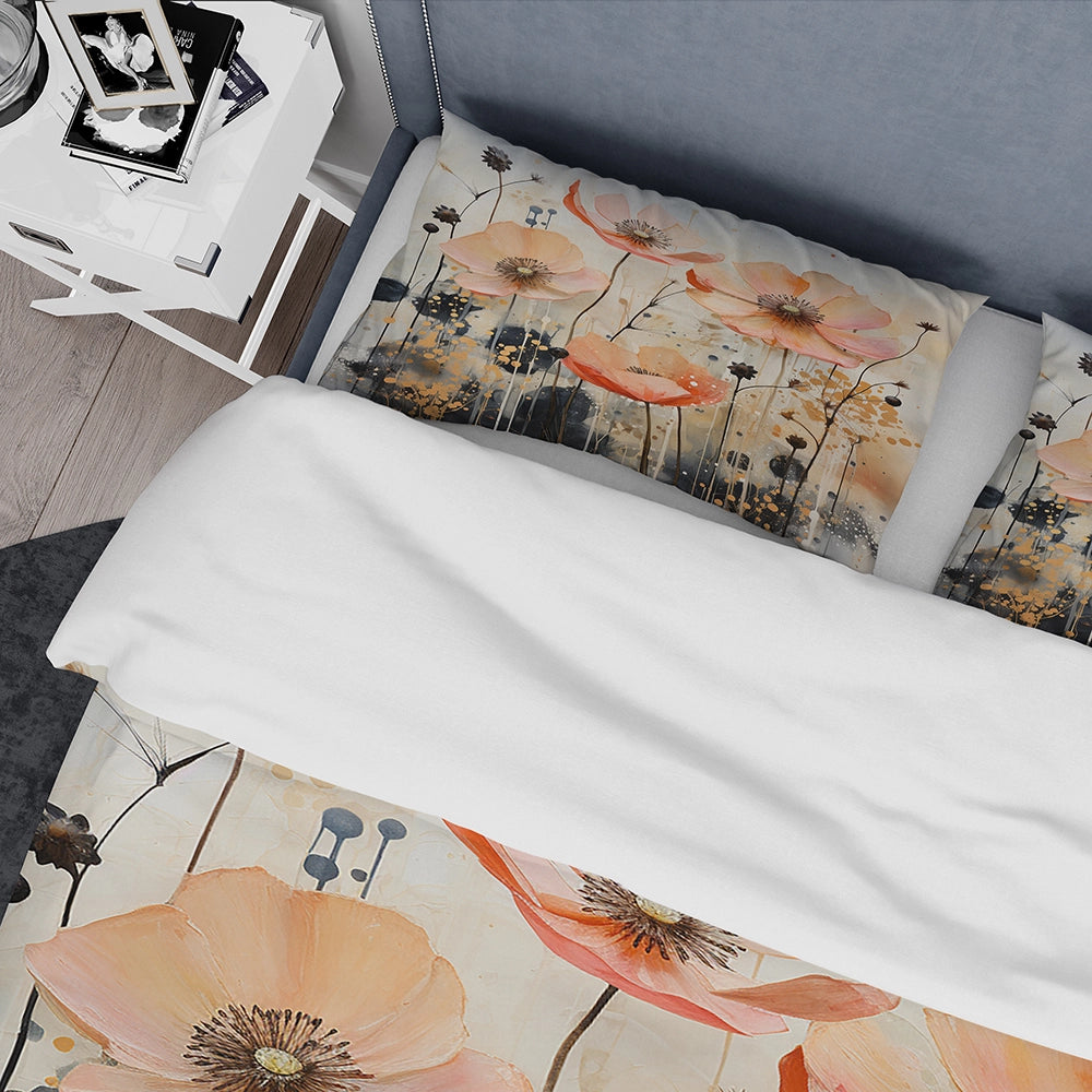 Peach Blossoming Abstractions I - Duvet Cover Set