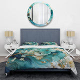 Teal Gold Abstract Fractal Mystic Mirage I - Duvet Cover Set