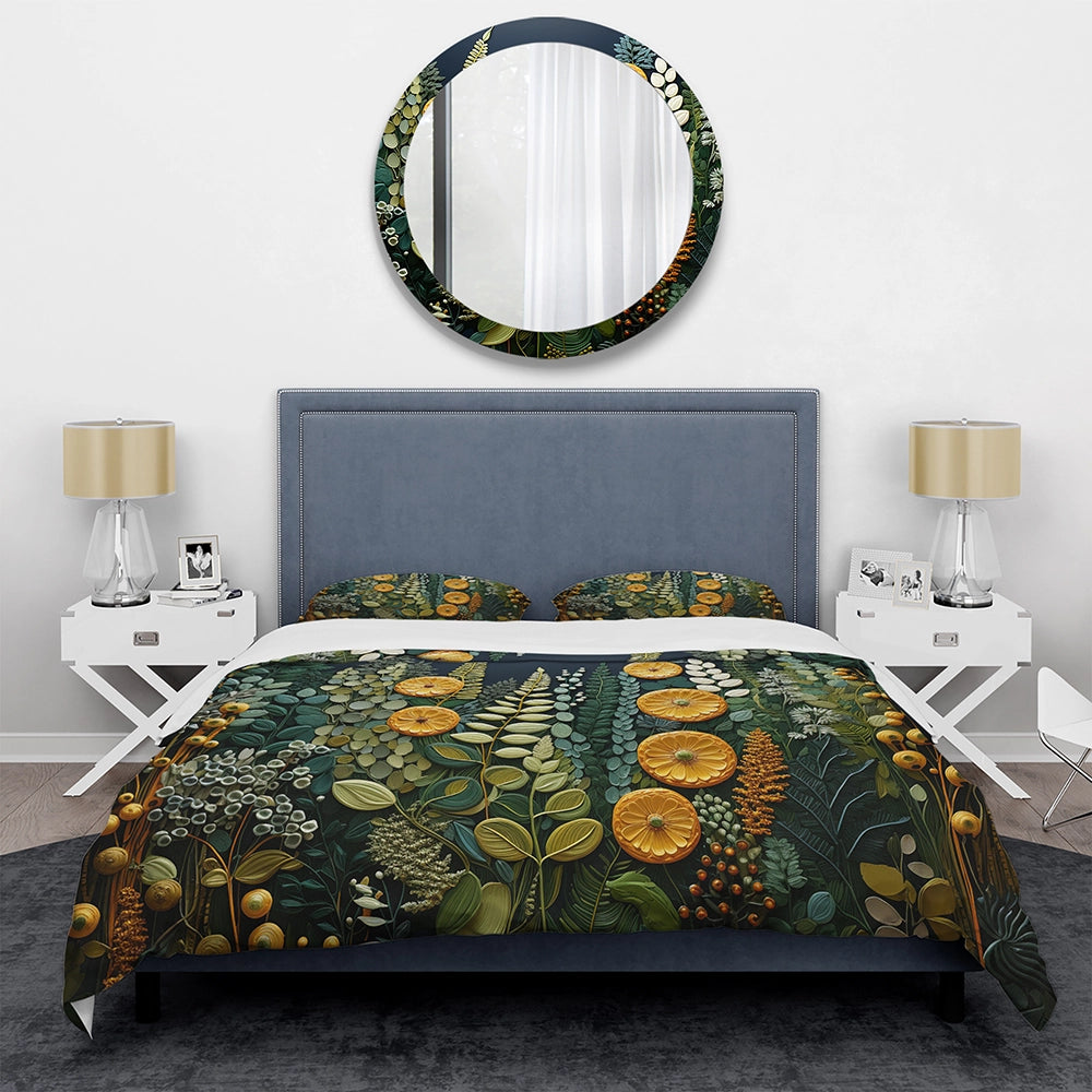 Yellow Ferns Plant Forest Tapestry - Duvet Cover Set