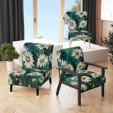 White Teal Daisy Flower Fusion - Traditional Accent Side Chair