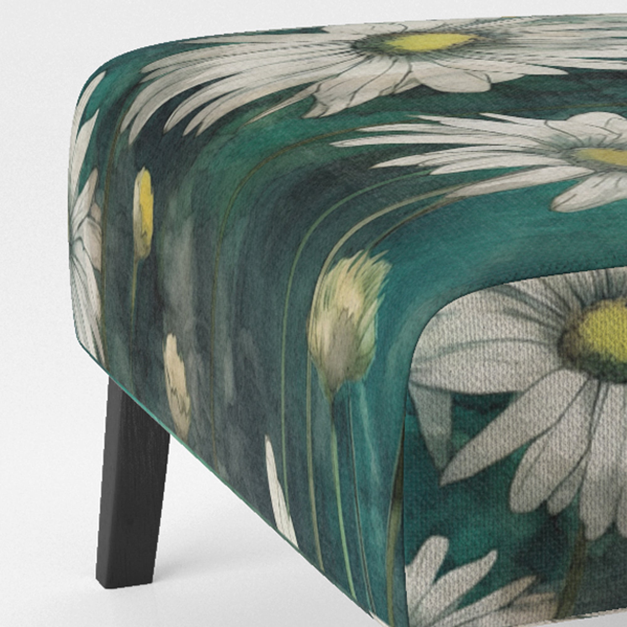 White Teal Daisy Flower Fusion - Traditional Accent Side Chair