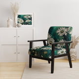White Teal Daisy Flower Fusion - Traditional Accent Side Chair