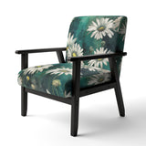 White Teal Daisy Flower Fusion - Traditional Accent Side Chair
