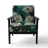 White Teal Daisy Flower Fusion - Traditional Accent Side Chair
