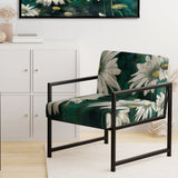 White Teal Daisy Flower Fusion - Traditional Accent Side Chair