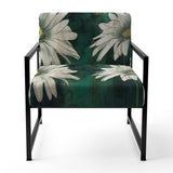White Teal Daisy Flower Fusion - Traditional Accent Side Chair