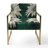 White Teal Daisy Flower Fusion - Traditional Accent Side Chair