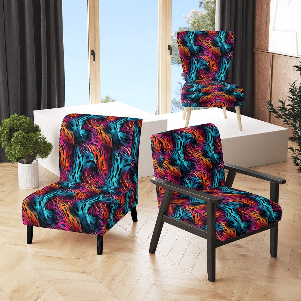 Futuristic Striped Fusion - Upholstered Modern Accent Chairs