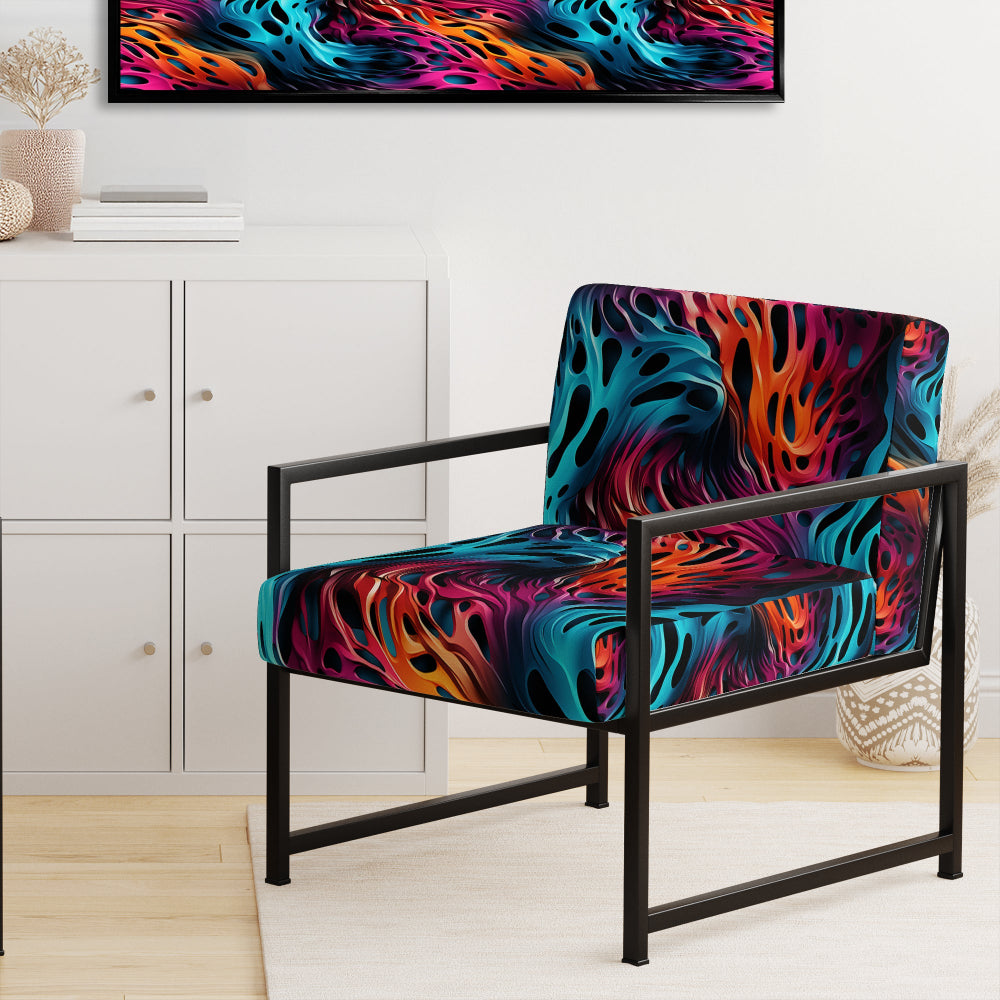 Futuristic Striped Fusion - Upholstered Modern Accent Chairs