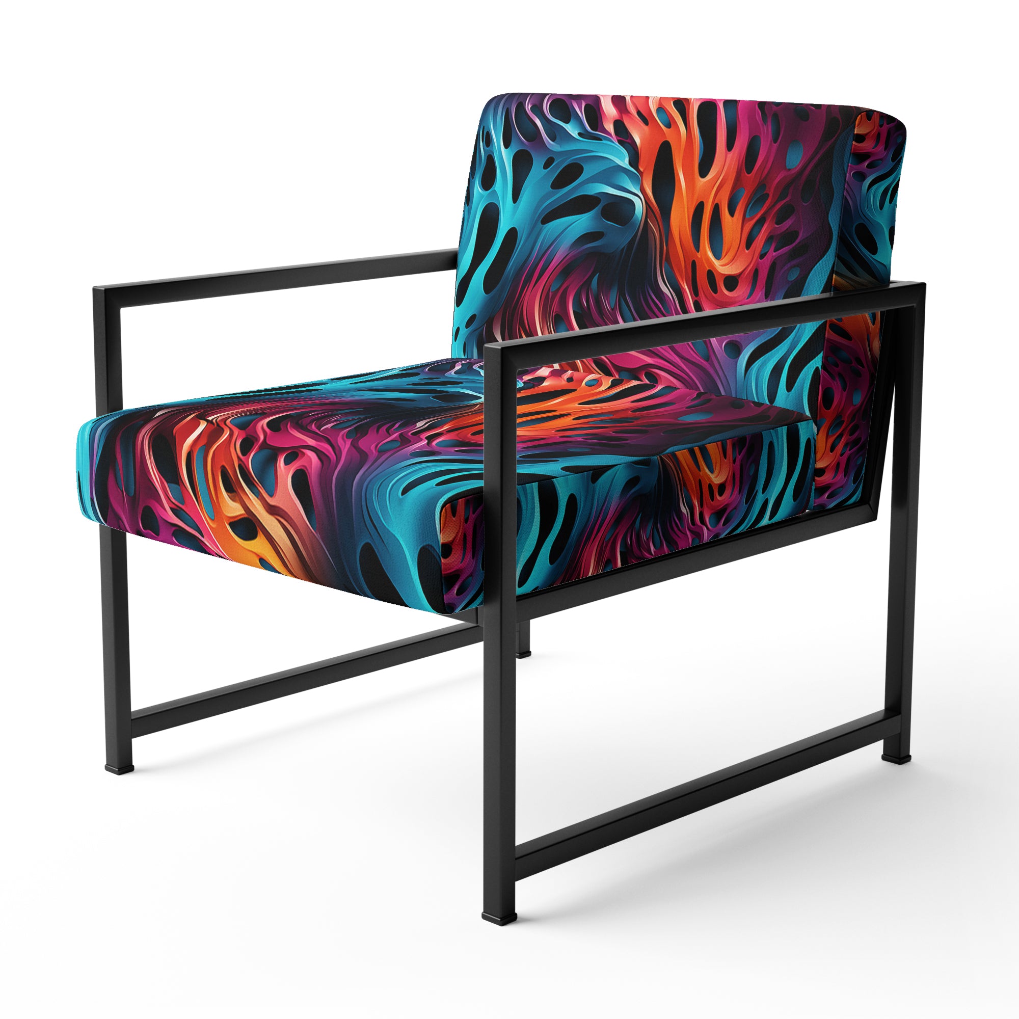 Futuristic Striped Fusion - Upholstered Modern Accent Chairs