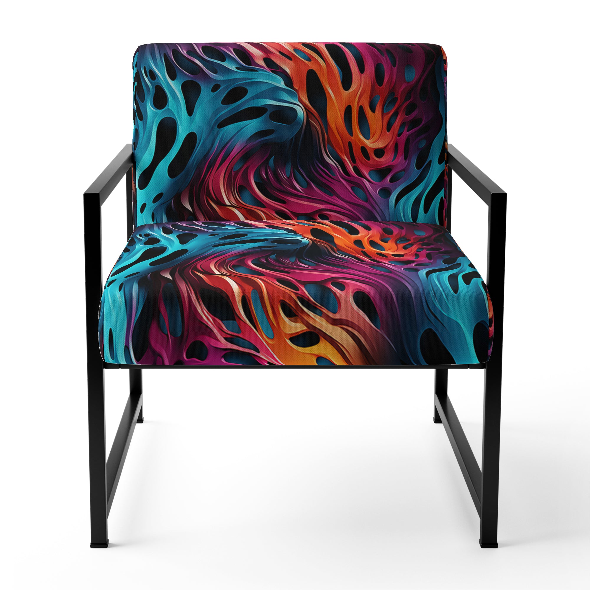 Futuristic Striped Fusion - Upholstered Modern Accent Chairs