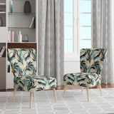 Teal And Cream Natures Whispers - Upholstered Modern Accent Chairs