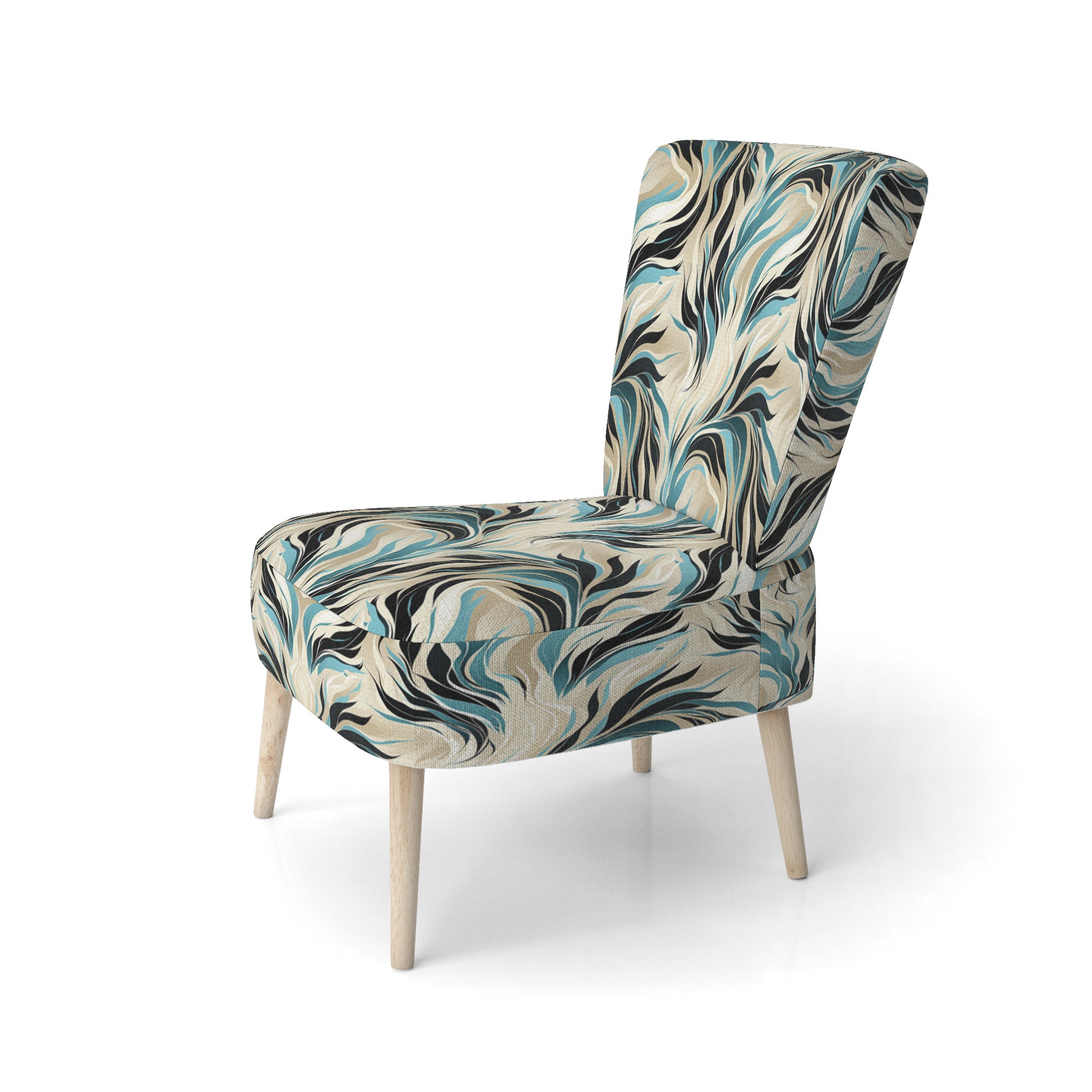 Teal And Cream Natures Whispers - Upholstered Modern Accent Chairs