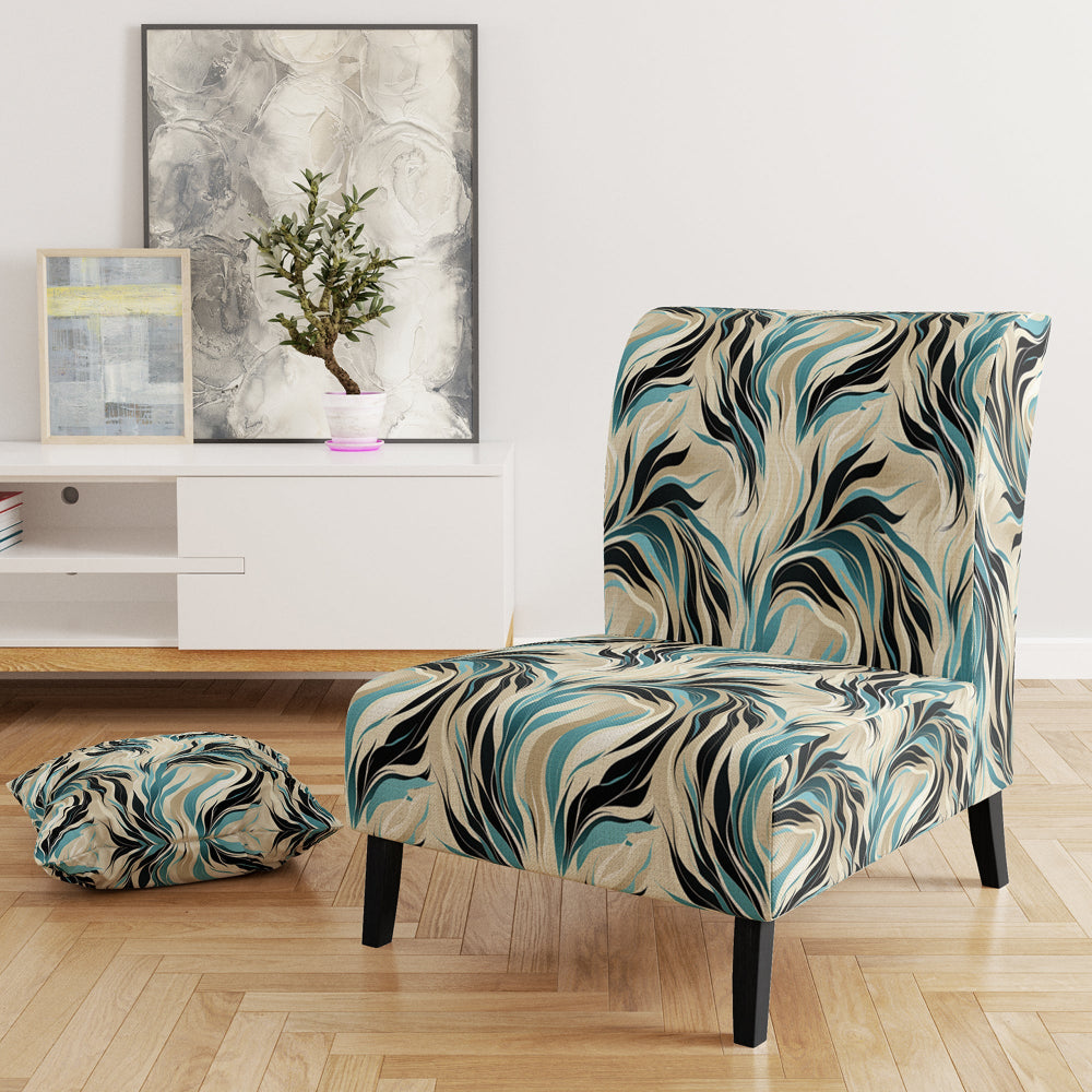 Teal And Cream Natures Whispers - Upholstered Modern Accent Chairs
