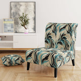 Teal And Cream Natures Whispers - Upholstered Modern Accent Chairs