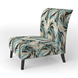 Teal And Cream Natures Whispers - Upholstered Modern Accent Chairs