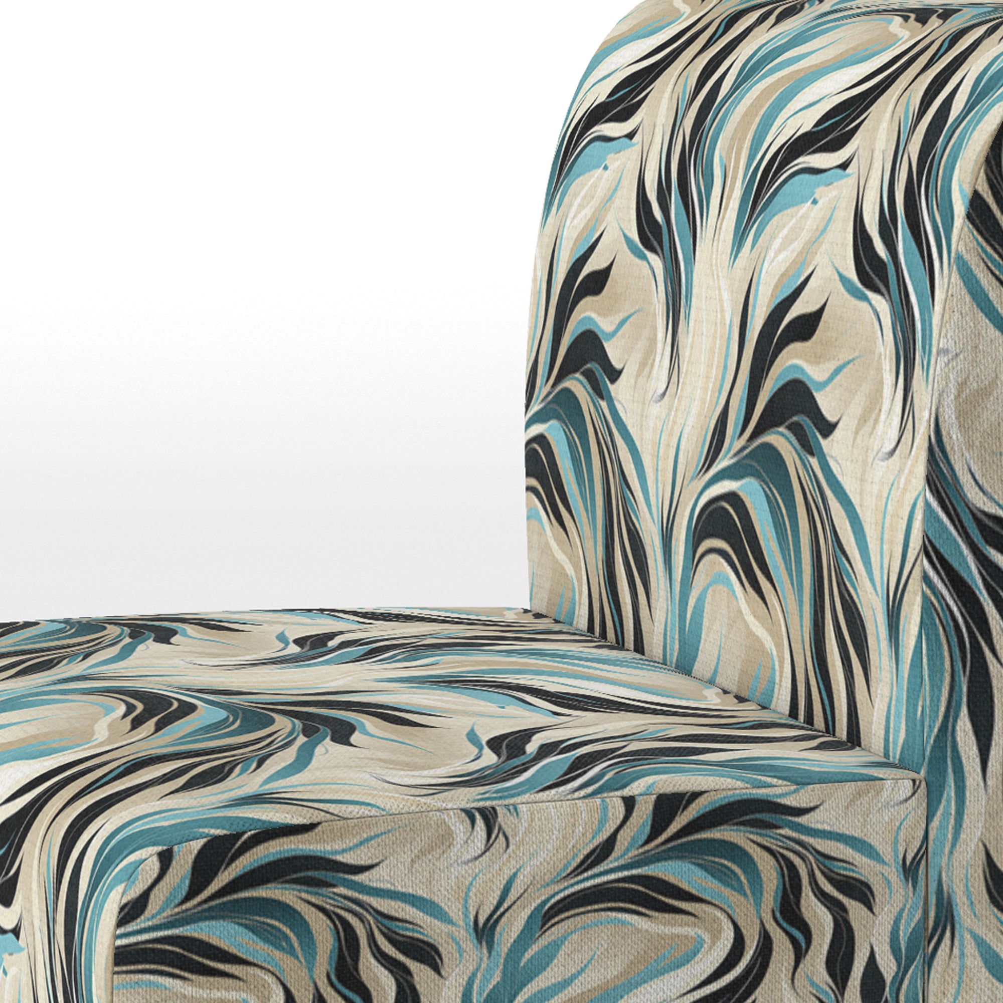 Teal And Cream Natures Whispers - Upholstered Modern Accent Chairs