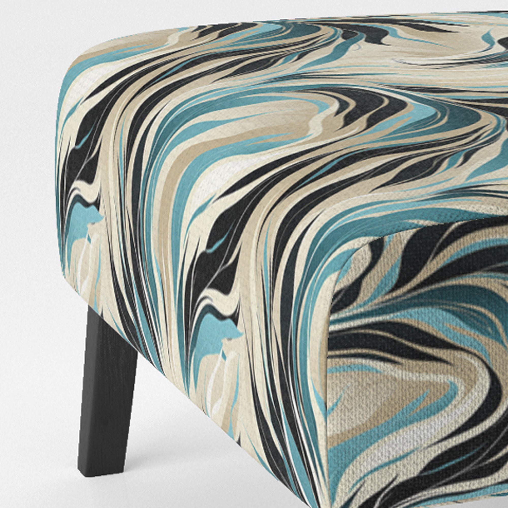 Teal And Cream Natures Whispers - Upholstered Modern Accent Chairs