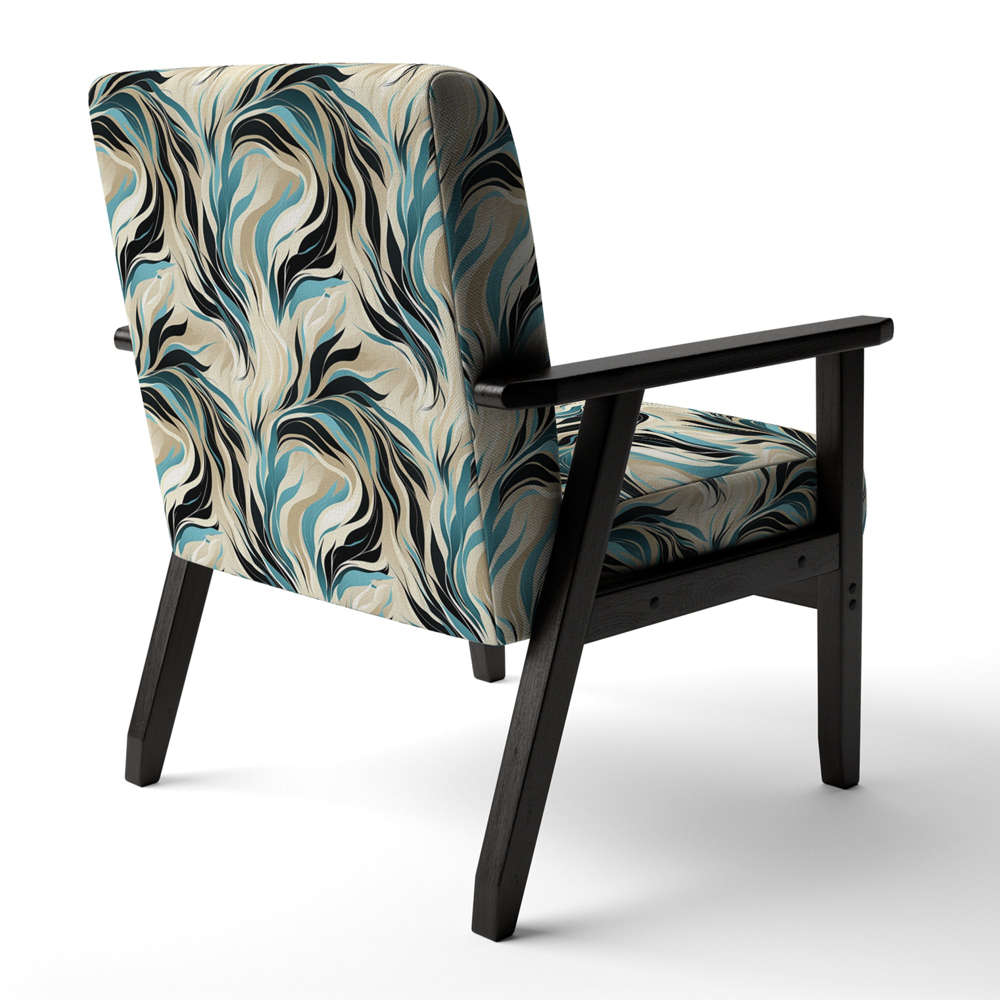 Teal And Cream Natures Whispers - Upholstered Modern Accent Chairs