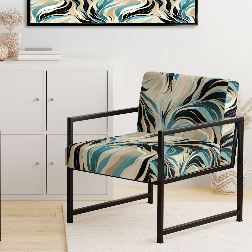 Teal And Cream Natures Whispers - Upholstered Modern Accent Chairs