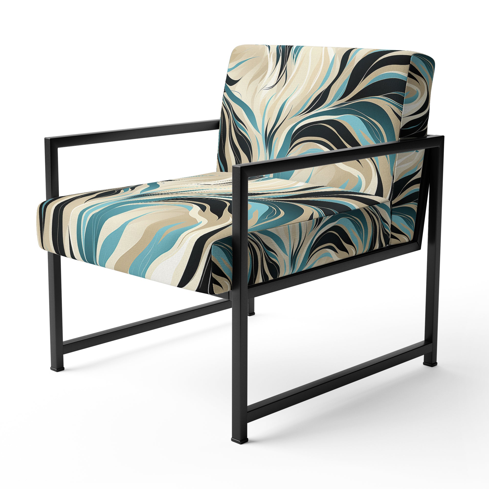 Teal And Cream Natures Whispers - Upholstered Modern Accent Chairs