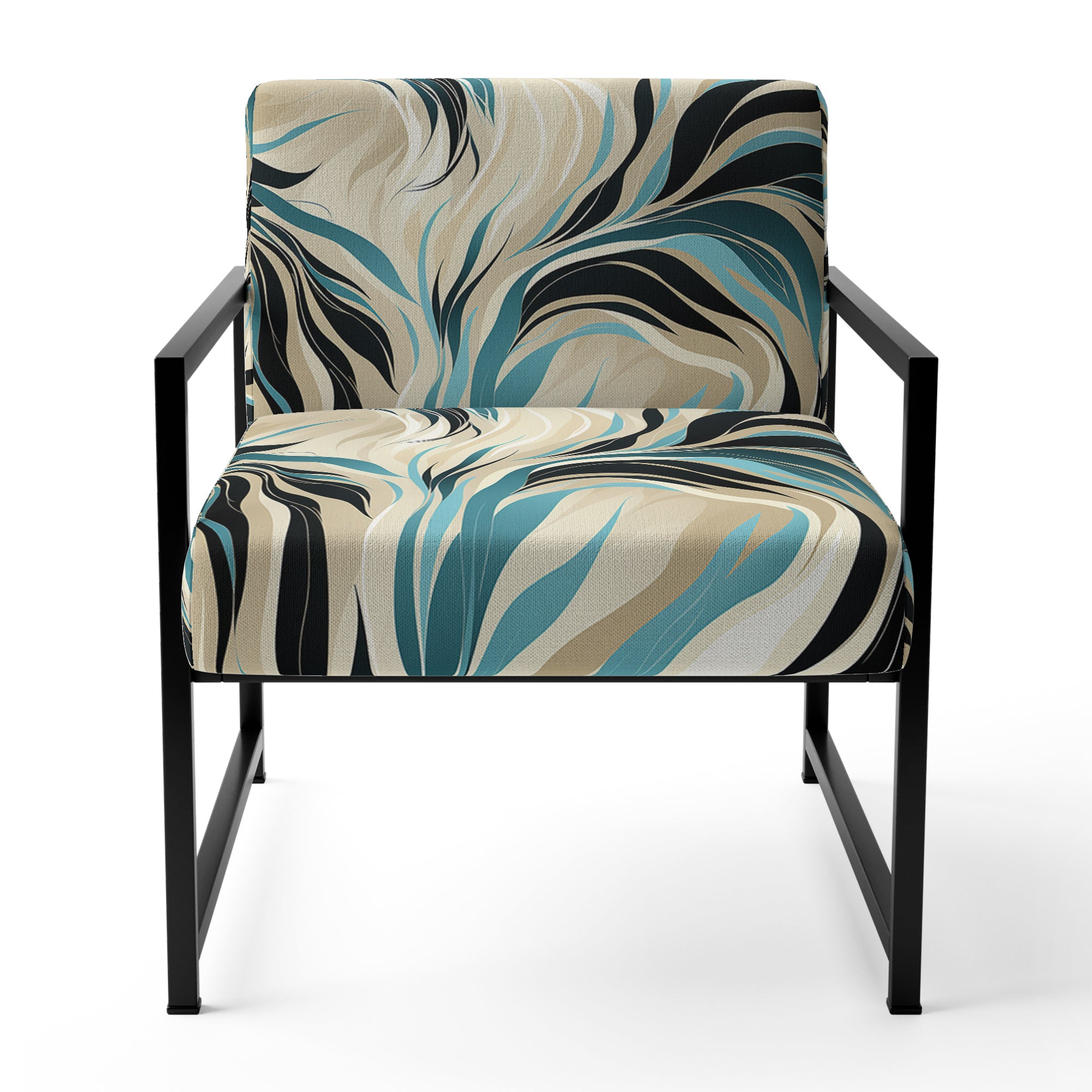 Teal And Cream Natures Whispers - Upholstered Modern Accent Chairs
