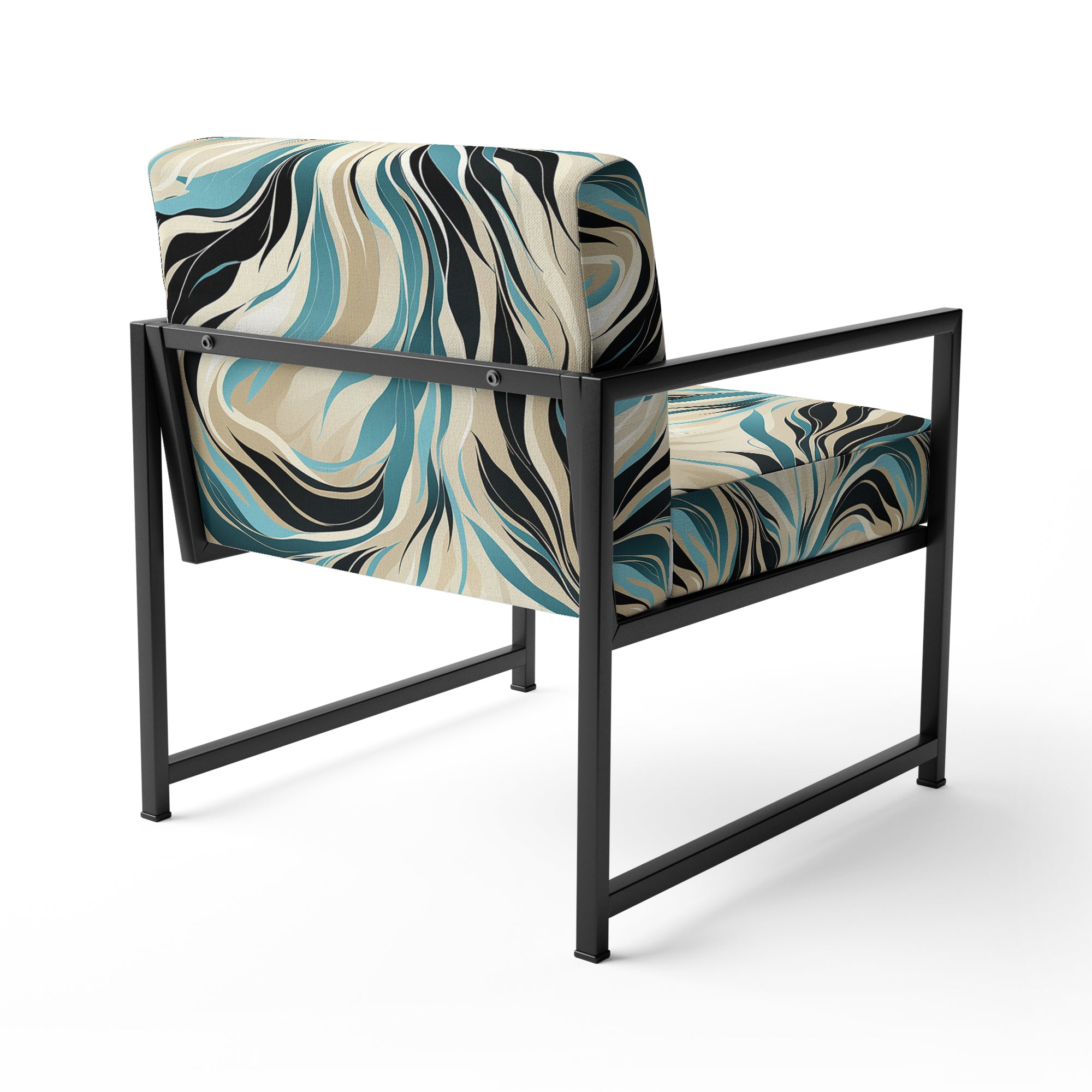 Teal And Cream Natures Whispers - Upholstered Modern Accent Chairs