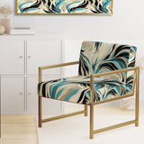 Teal And Cream Natures Whispers - Upholstered Modern Accent Chairs