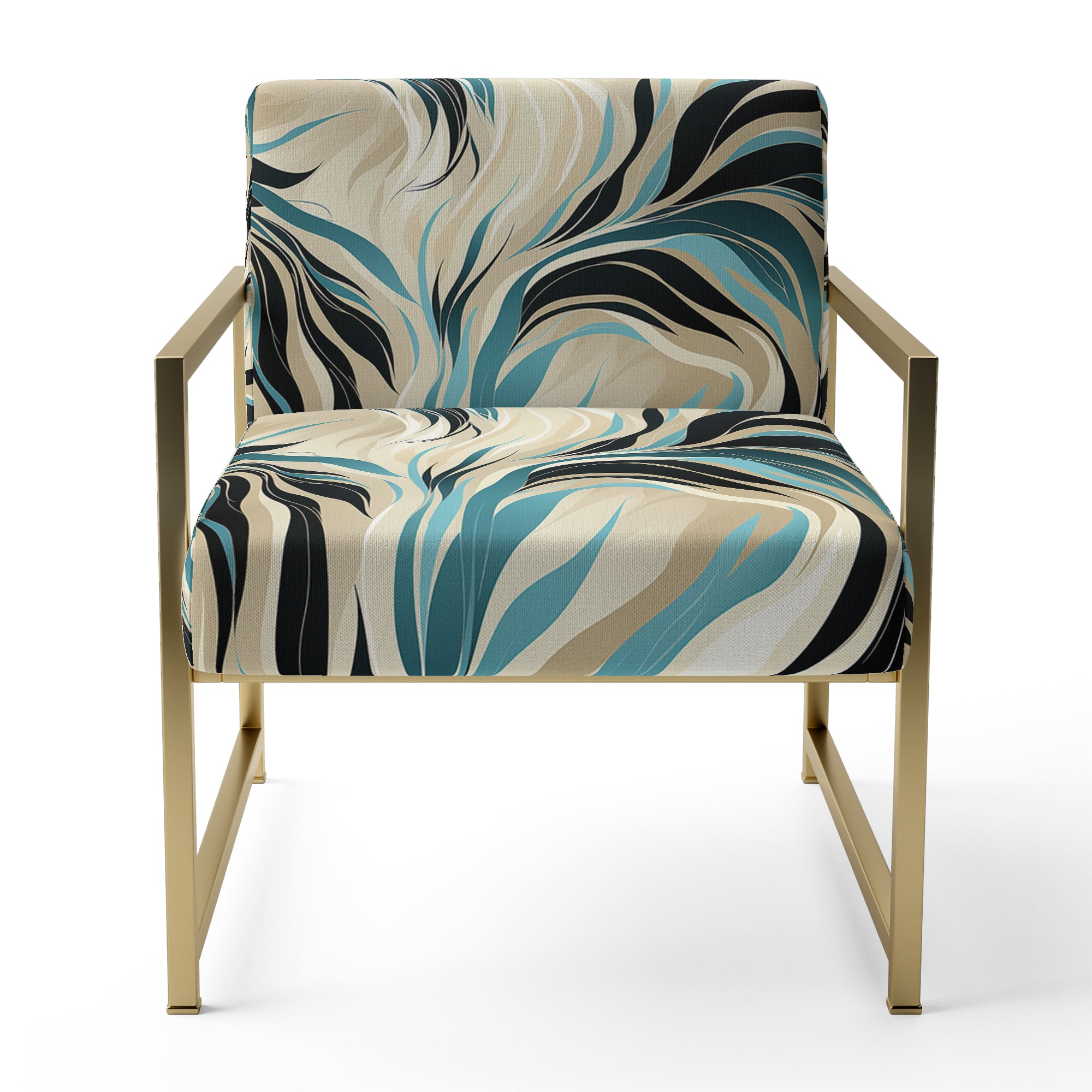 Teal And Cream Natures Whispers - Upholstered Modern Accent Chairs