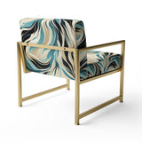 Teal And Cream Natures Whispers - Upholstered Modern Accent Chairs