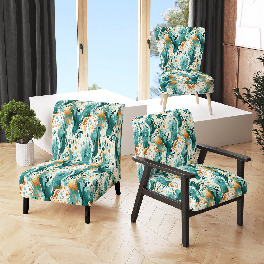 Emerald And Cream Ink Splash - Modern Arm Chair