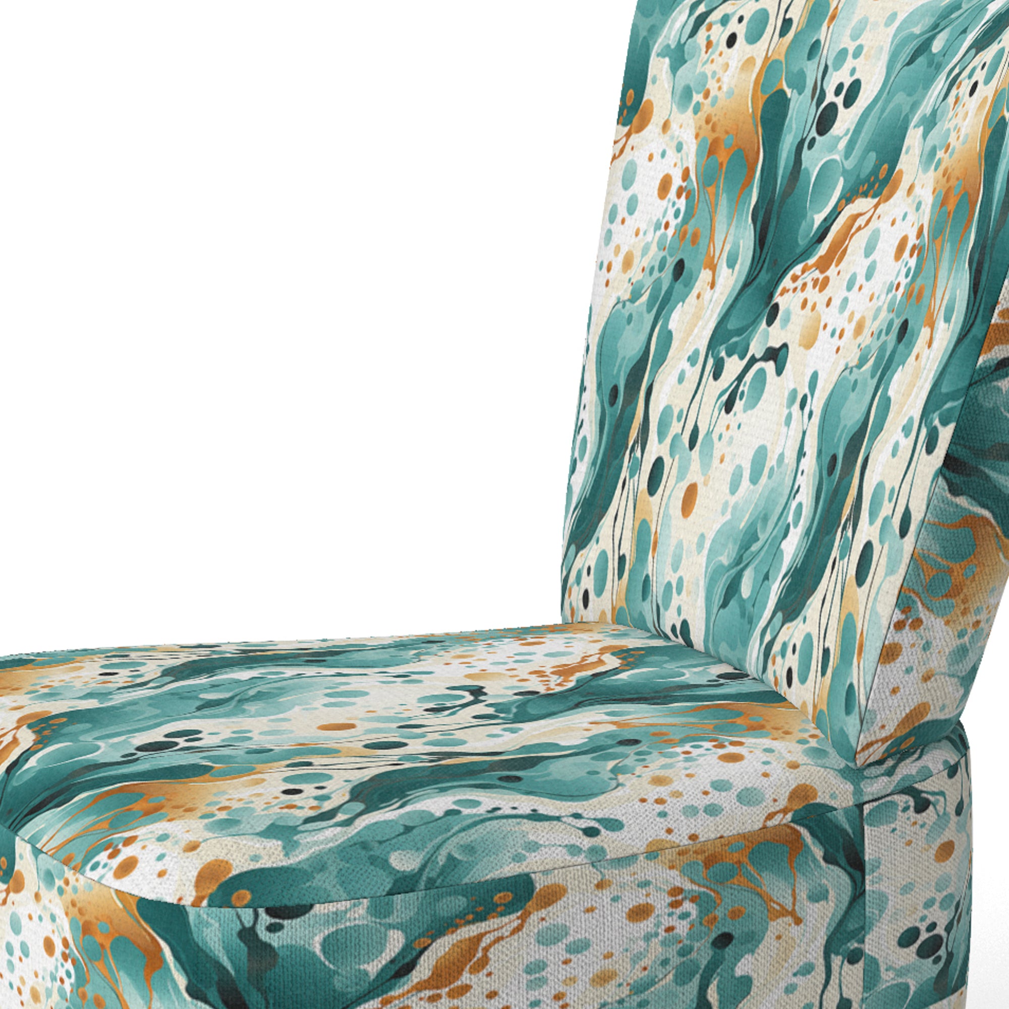 Emerald And Cream Ink Splash - Modern Arm Chair