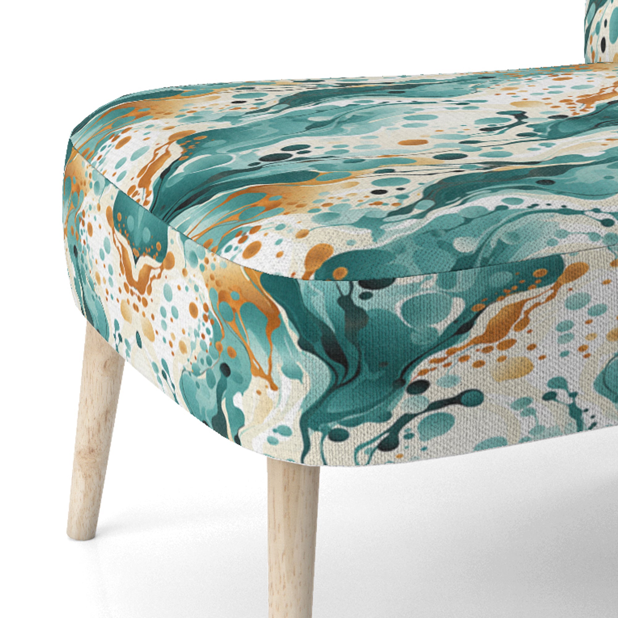 Emerald And Cream Ink Splash - Modern Arm Chair