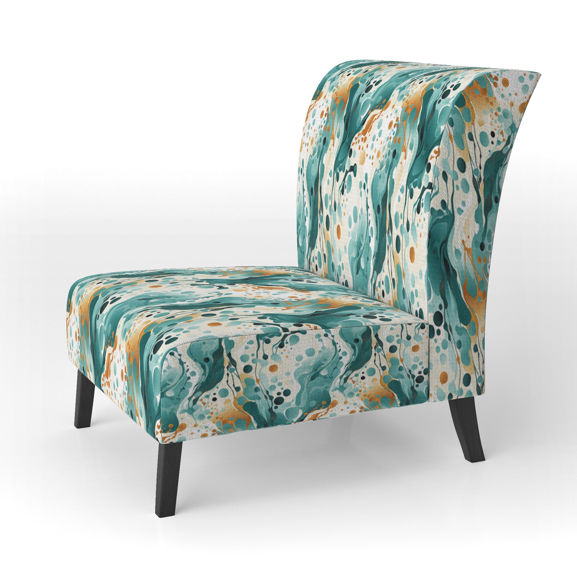 Emerald And Cream Ink Splash - Modern Arm Chair