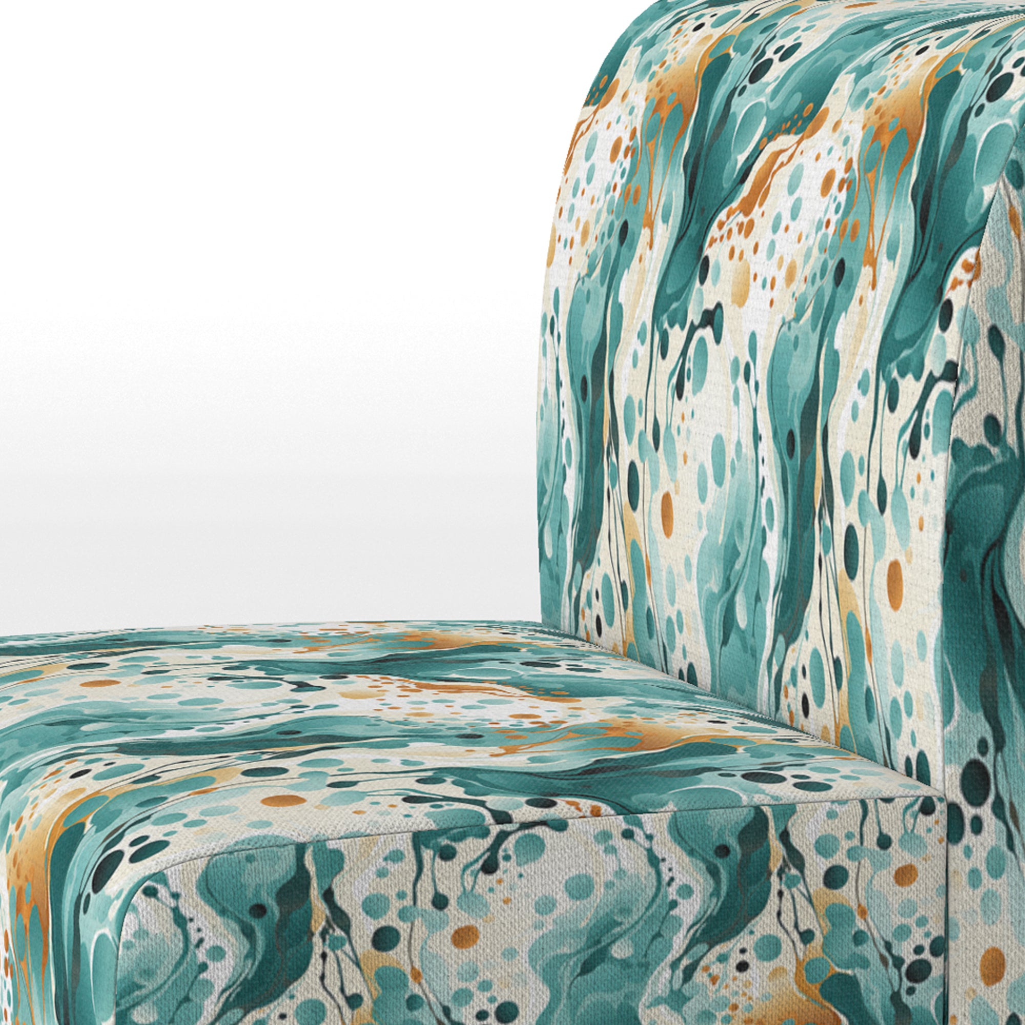 Emerald And Cream Ink Splash - Modern Arm Chair