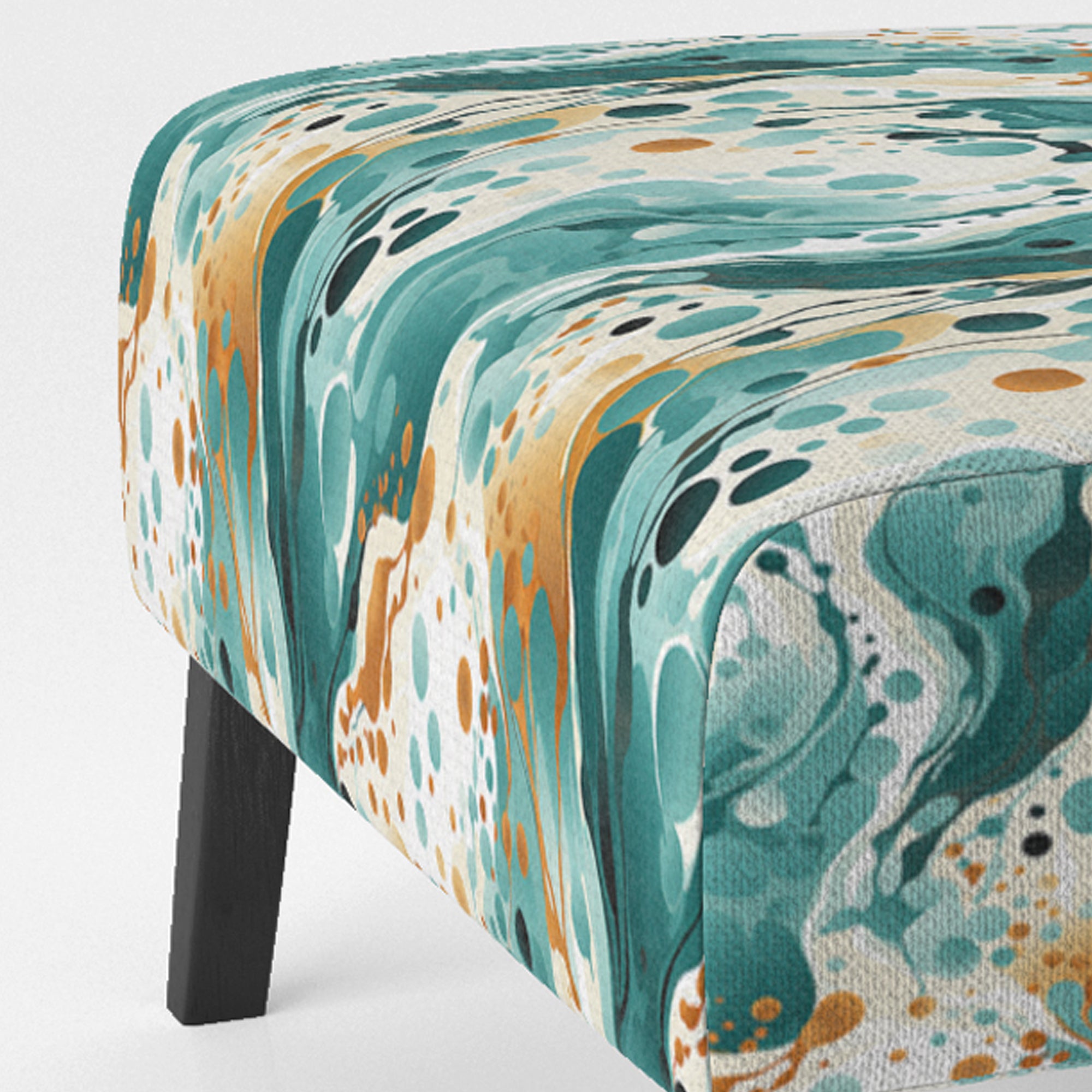 Emerald And Cream Ink Splash - Modern Arm Chair