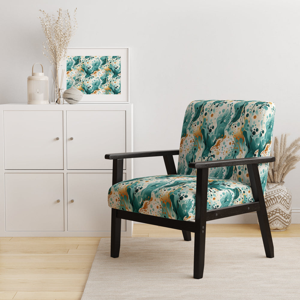 Emerald And Cream Ink Splash - Modern Arm Chair