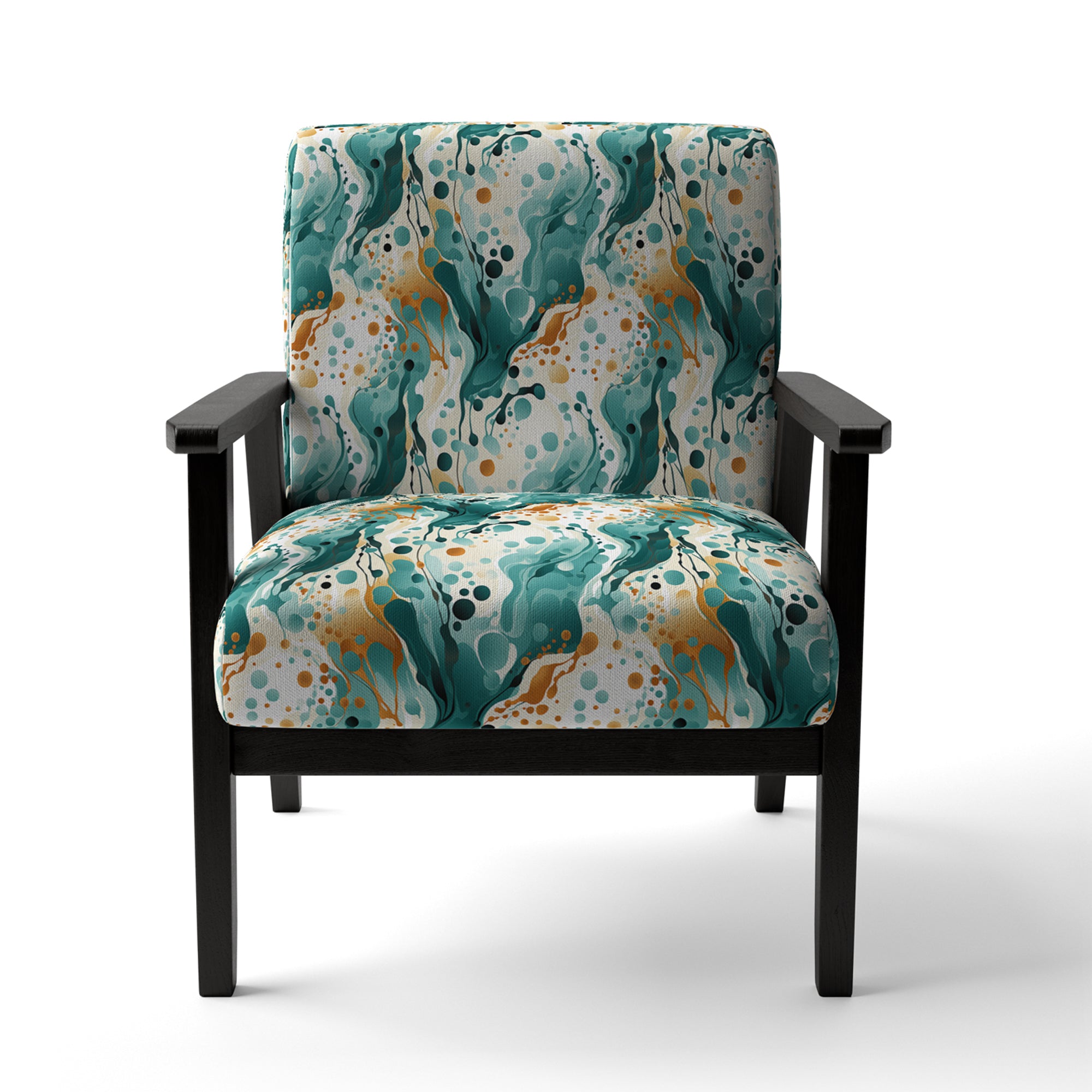 Emerald And Cream Ink Splash - Modern Arm Chair