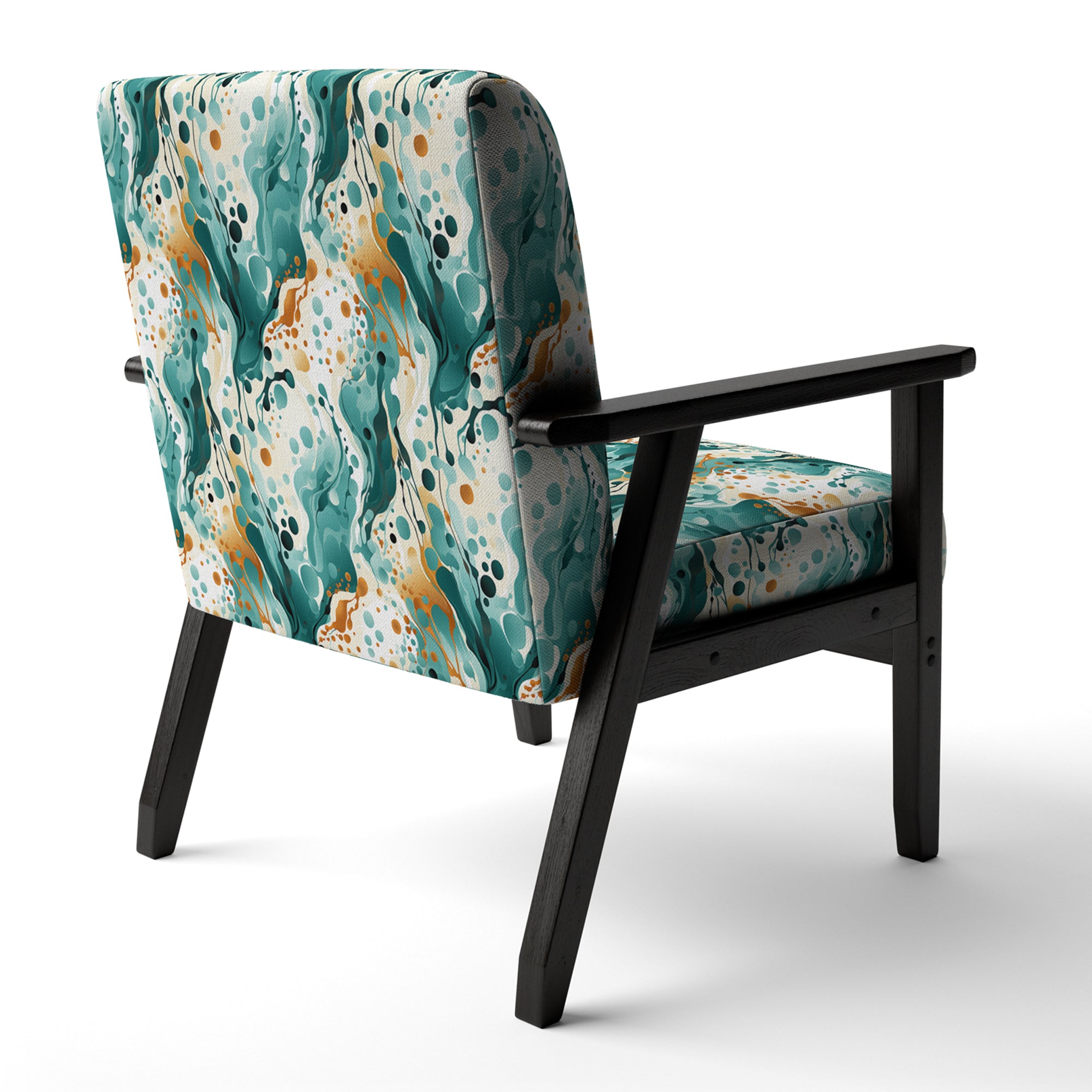 Emerald And Cream Ink Splash - Modern Arm Chair