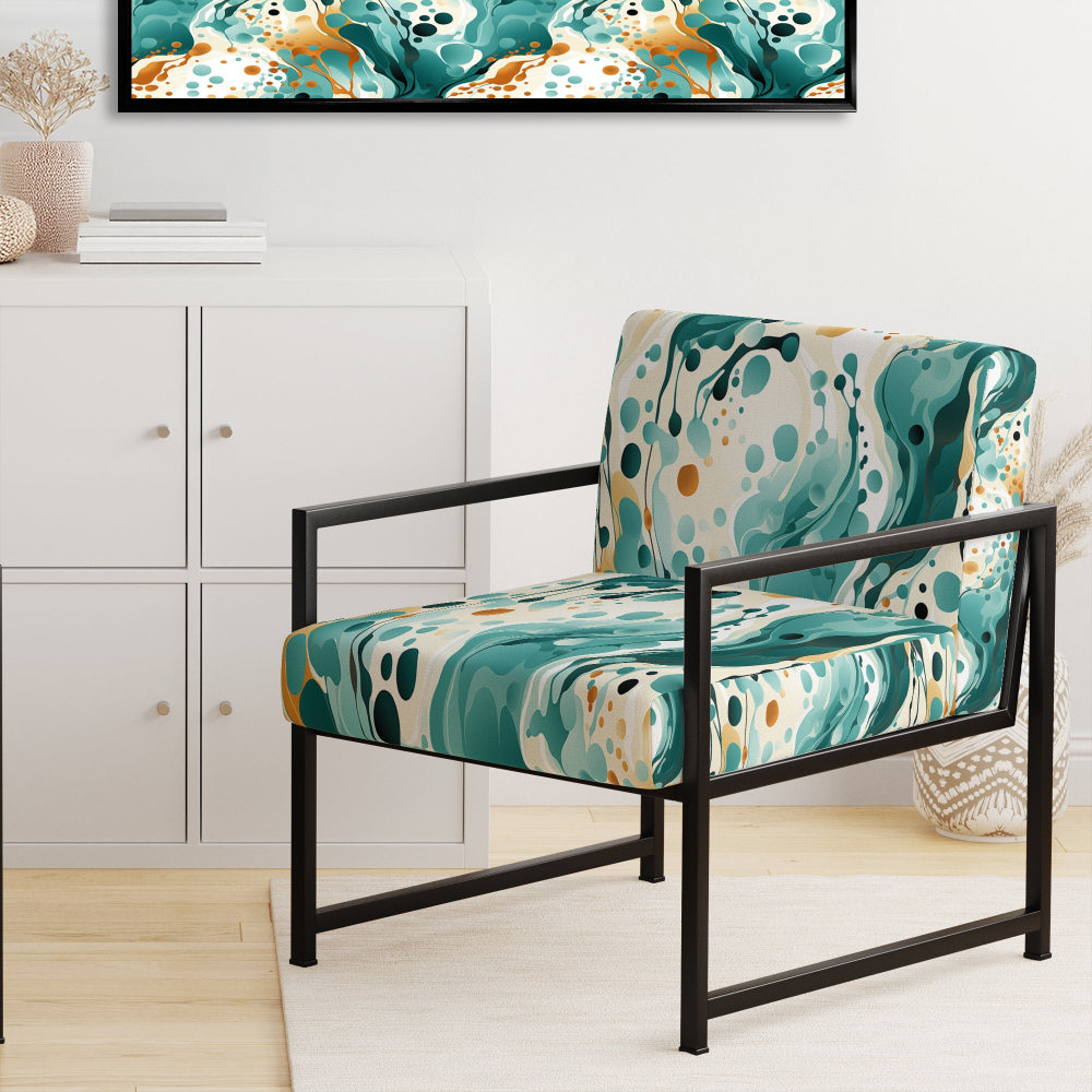 Emerald And Cream Ink Splash - Modern Arm Chair