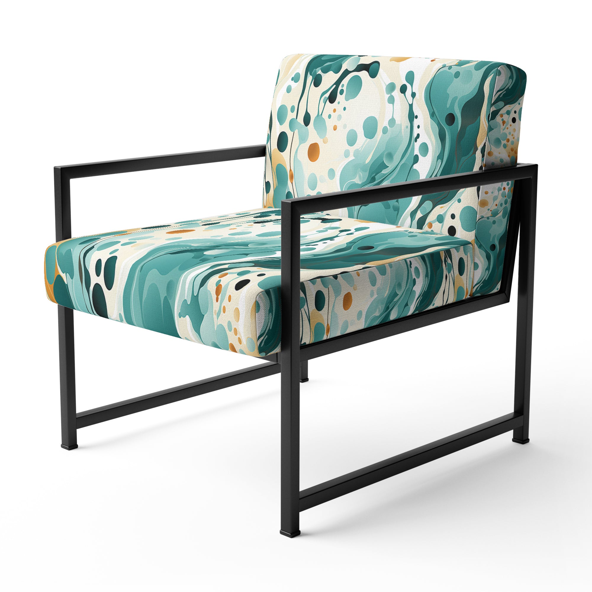 Emerald And Cream Ink Splash - Modern Arm Chair