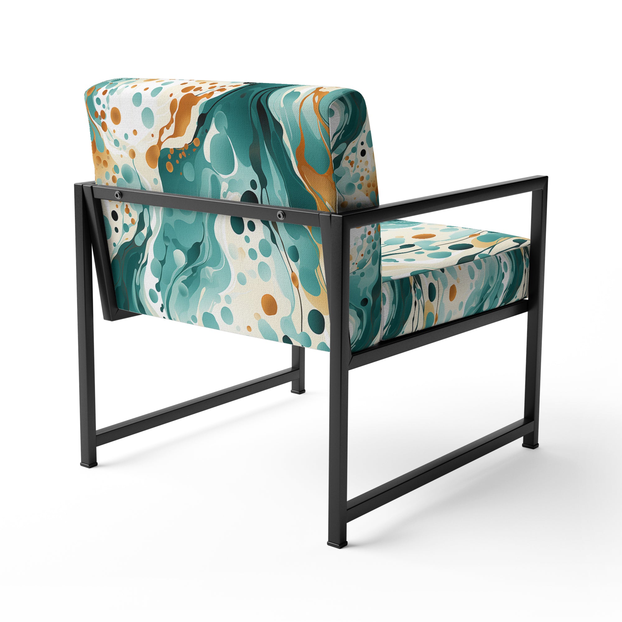 Emerald And Cream Ink Splash - Modern Arm Chair