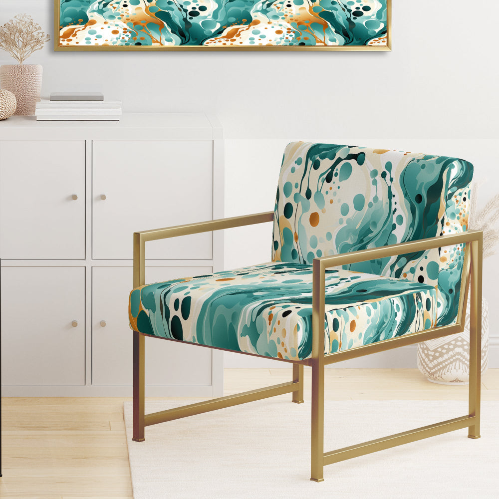 Emerald And Cream Ink Splash - Modern Arm Chair