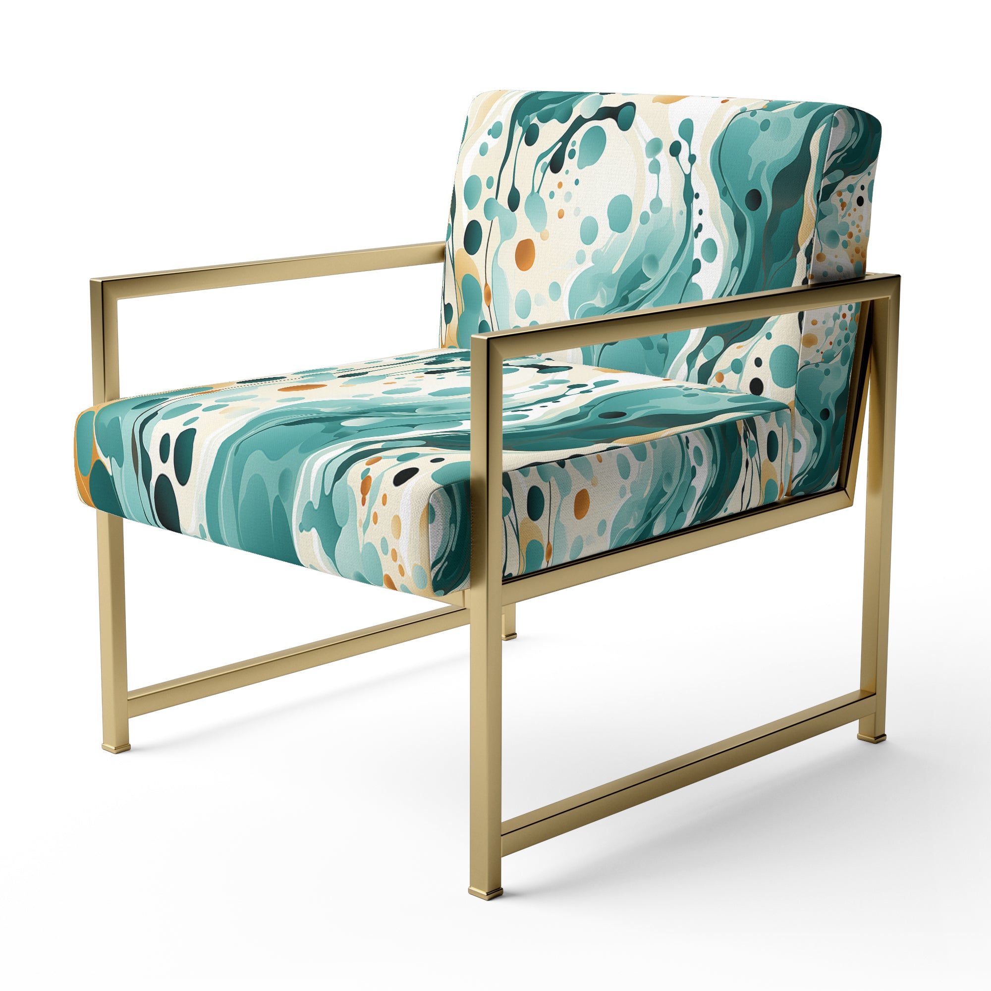 Emerald And Cream Ink Splash - Modern Arm Chair